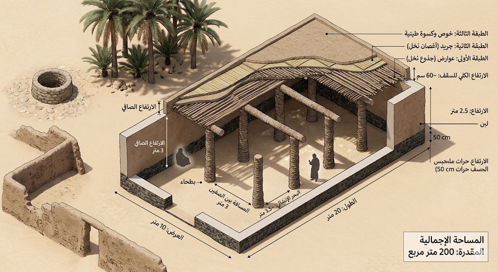 Architectural cross-section of As-Suffah with dimensions and structural layers